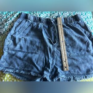 NWOT Velvet Heart blue Tencel denim shorts with frayed edge medium med soft